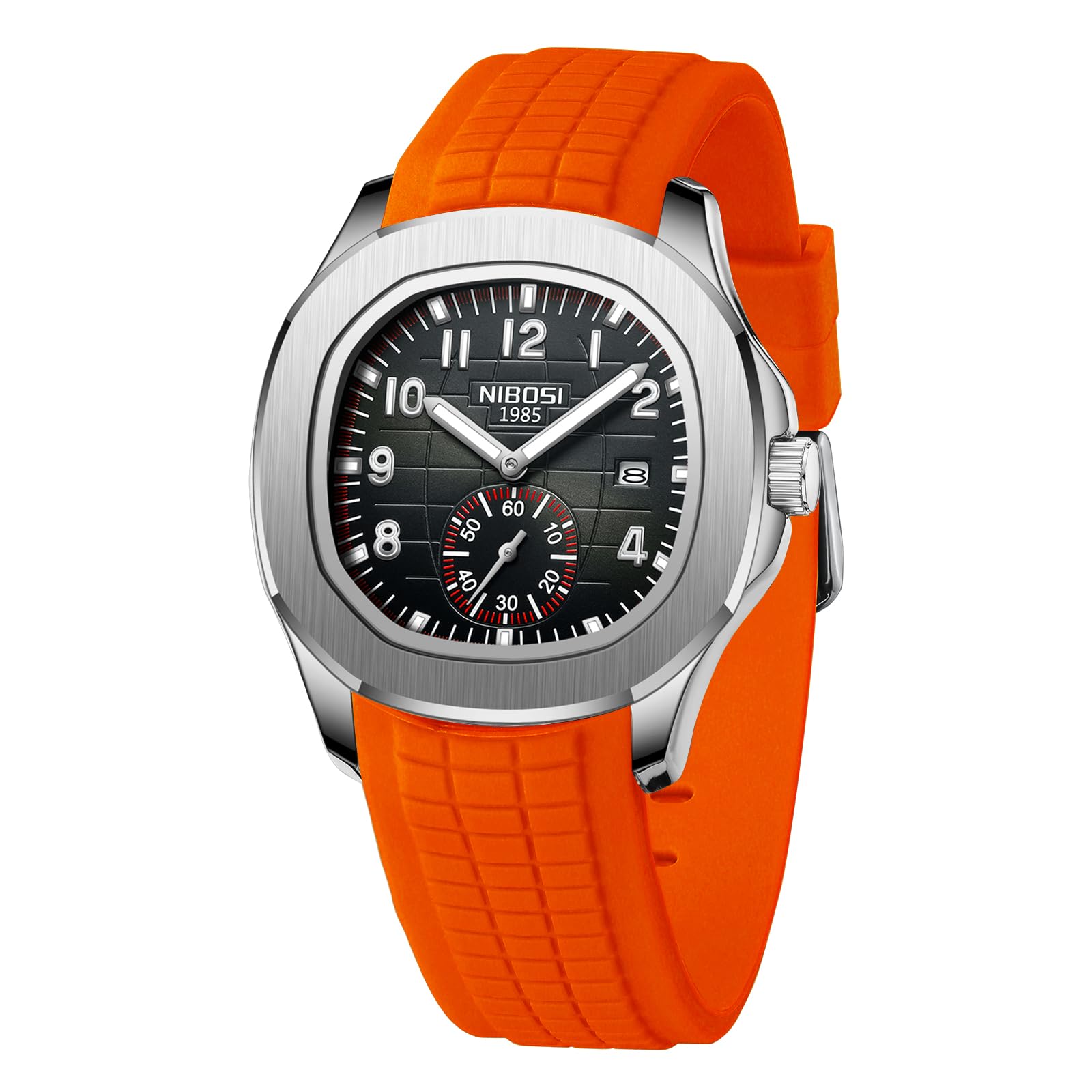 NIBOSI Relojes para Hombres Reloj Militar Analógico con Calendario Correa de Silicona Relojes de Pulsera Impermeables para Hombres Clásicos Únicos Delicados Minimalistas de Diseñador Cuarzo
